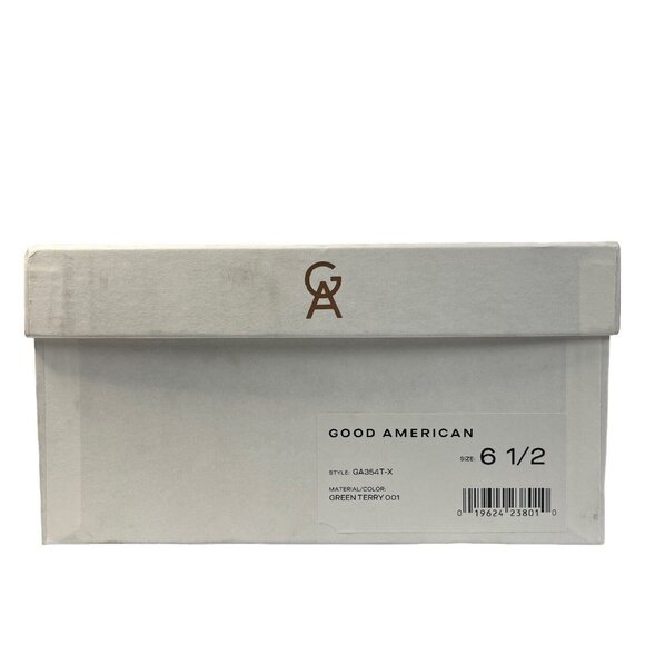 Good American Size 6.5 Heels Green Terry GA354T-X NEW Kardashian Summer Vacation - Picture 3 of 13